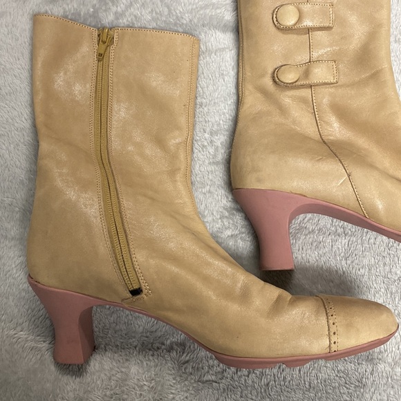 Camper Leather Heeled Boots With Zipper 